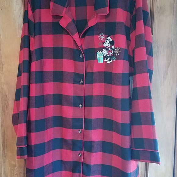 Woman's Disney Holiday Minnie Mouse Flannel Nightshirt - Picture 2 of 6
